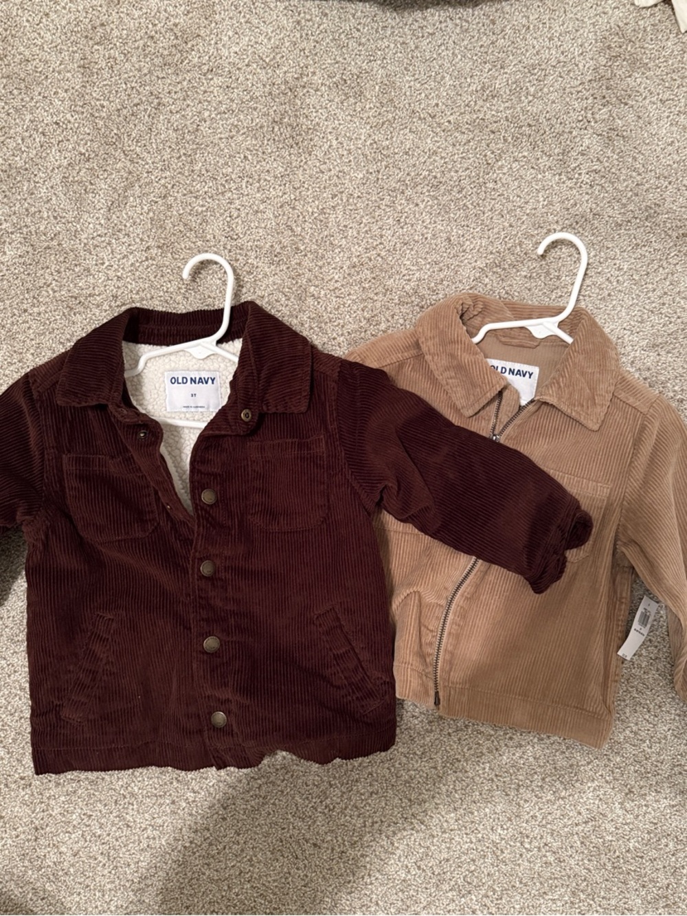 Old Navy Kids Corduroy Jacket Duo in Dark Brown and Tan